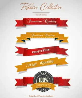 sales ribbon templates collection modern colored 3d sketch