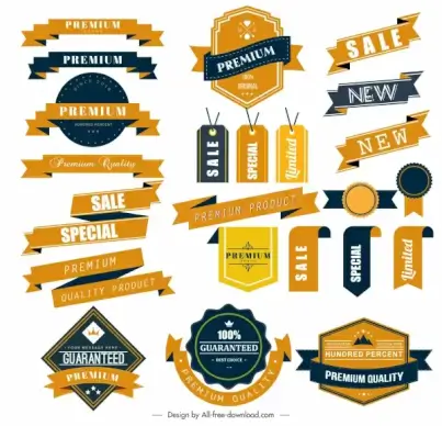 sales tags stamps templates colored elegant shapes