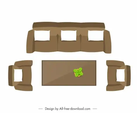 salon design elements flat modern elegant sofa table sketch