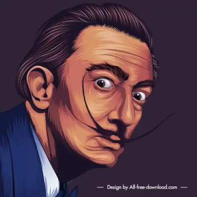  salvador dali portrait realistic cartoon sketch