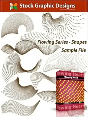 sample file from flowing arrow, circle, drops, diamond, ellipse, heart, hexagram, star, x vector and photoshop brush