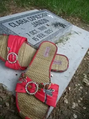 sandals by a grave