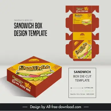 sandwich box diy template 3d sketch 