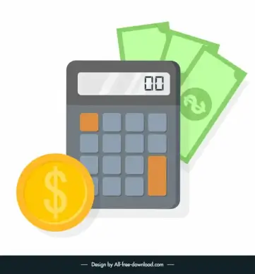 saving design elements flat coin cash calculator sketch