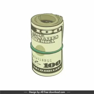 savings icons rolled dollar sketch 3d design