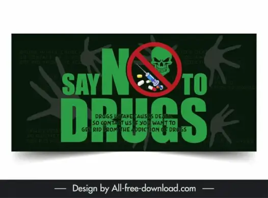 say no to drugs poster flat dark skull sign 
