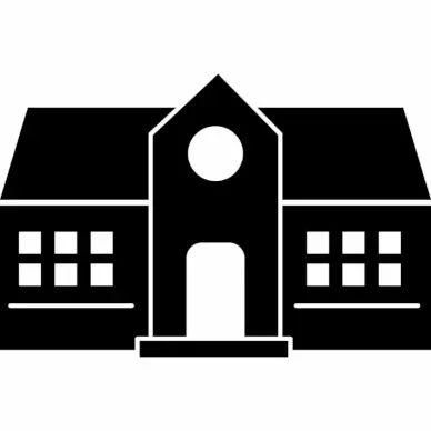 school  sign icon flat black white geometric sketch