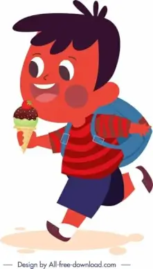 schoolboy icon ice cream decor cute cartoon character