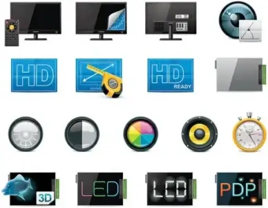 science and technology product icons set vector