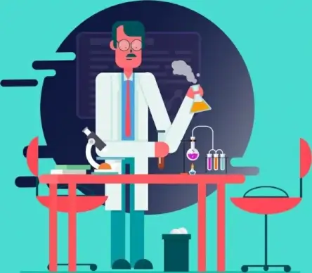 science work background scientist laboratory icons cartoon character