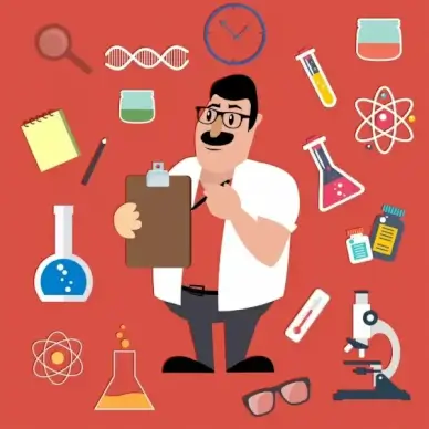 science work design elements scientist lab tools icons