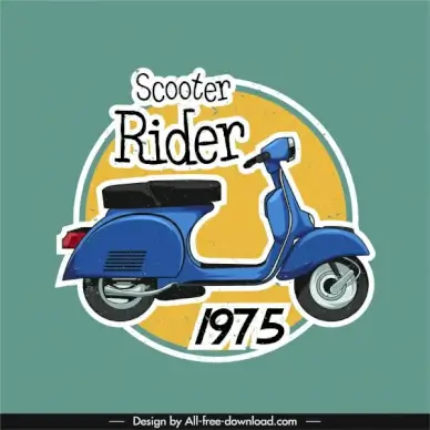 scooter vehicle banner retro vespa sketch