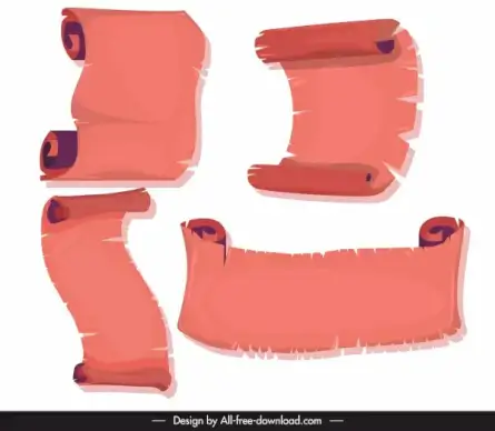scrolled parchment templates retro 3d sketch
