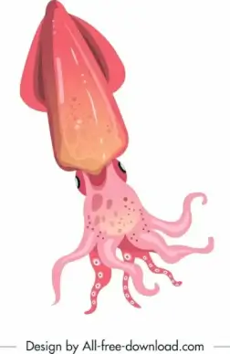sea creature painting squid icon colored 3d sketch