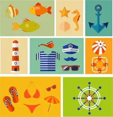 sea design elements illustration with various specific