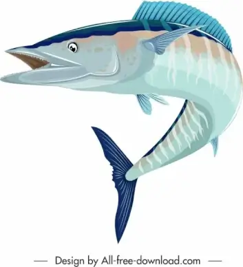 sea fish icon colored 3d motion sketch