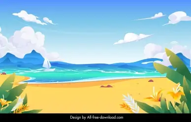 sea landscape background template elegant classic