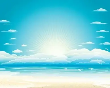 seaside landscape background bright shiny colored decor