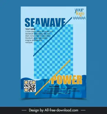 sea wave power energy poster template elegant geometric checkered