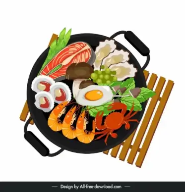 seafood hot pot icon colorful flat design