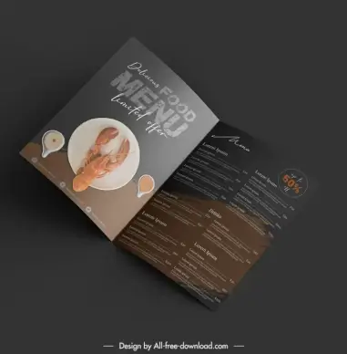seafood menu template elegant luxury dark
