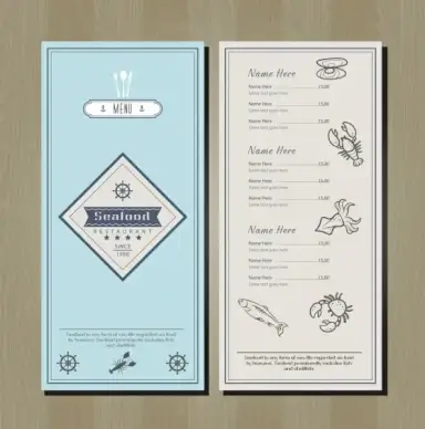 seafood menu template marine species icons decor