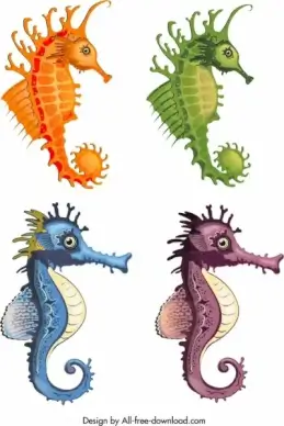 seahorse icons templates mockup design colorful modern sketch