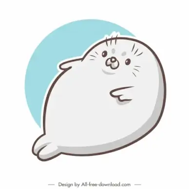 seal animal icon lovely cartoon handdrawn outline