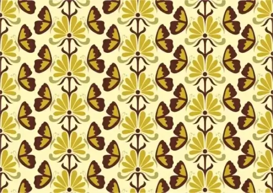 seamless pattern design classical style floral butterflies decoration