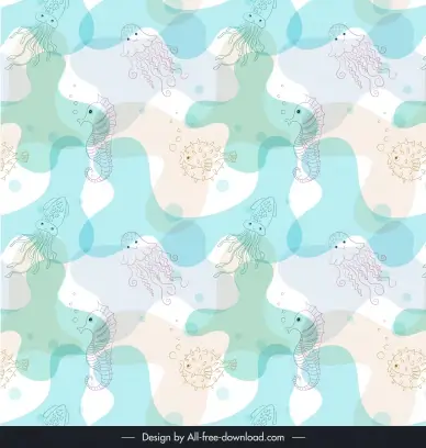 seamless pattern of fish tempalte repeating blurred