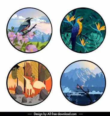season backdrop templates elegant nature scene circles isolation
