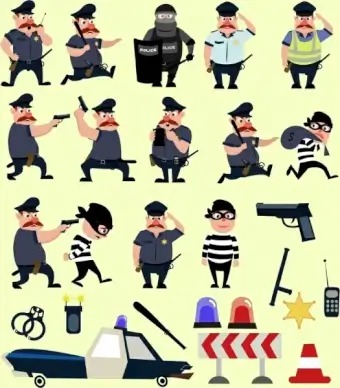 security design elements various symbols colored design