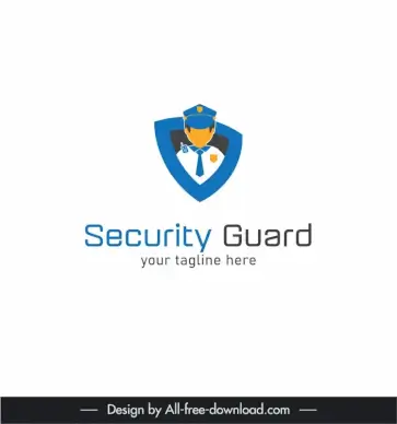 security guard logo template man icon shield sketch