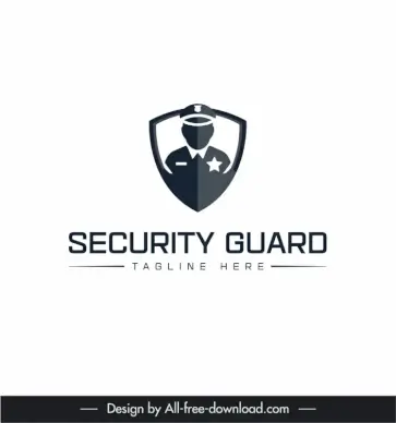 security guard logo template man uniform shield isolation sketch