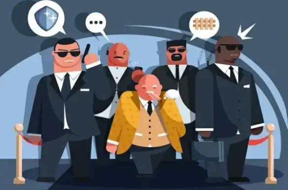 security guard work background men icons cartoon characters