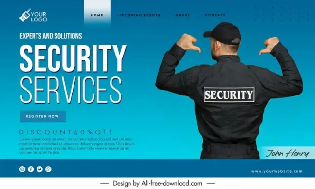 security landing page discount template man back posing 