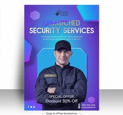 security poster template elegant man geometric decor