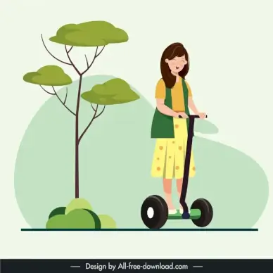 segway vehicle design elements cute cartoon 