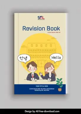 sel language school book cover template cute cartoon student university sketch 