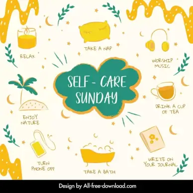 self care tips infographic template classical handdraw