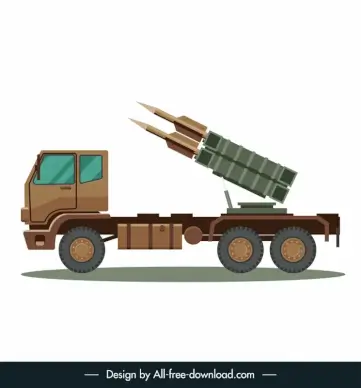 self propelled artillery car icon modern flat sketch