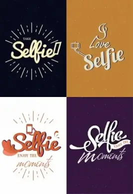 selfie banner templates isolation calligraphic text decor