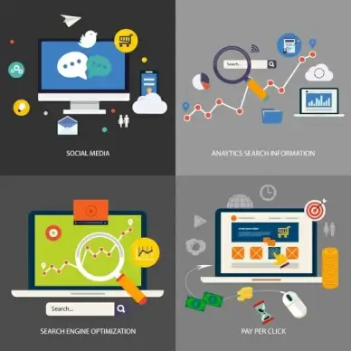 seo concepts isolated with various symbols elements