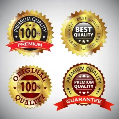 serrated border shiny golden quality labels round icons