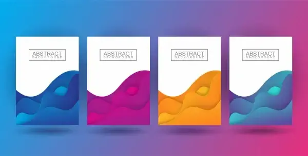 set dynamic colorful poster fluid liquid shape brochure pastel color in wavy and gradient design illustration vector