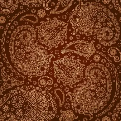 set of brown paisley patterns vector