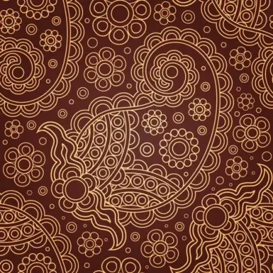 set of brown paisley patterns vector