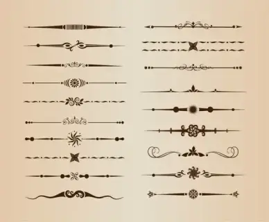 set of divider ornamental rule line design elements