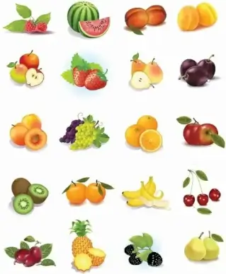 Set of Fruits Vector Graphics
