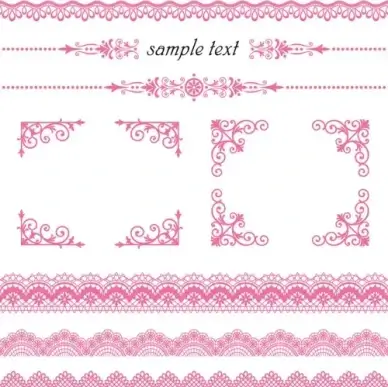 set of lace ornament mix vector